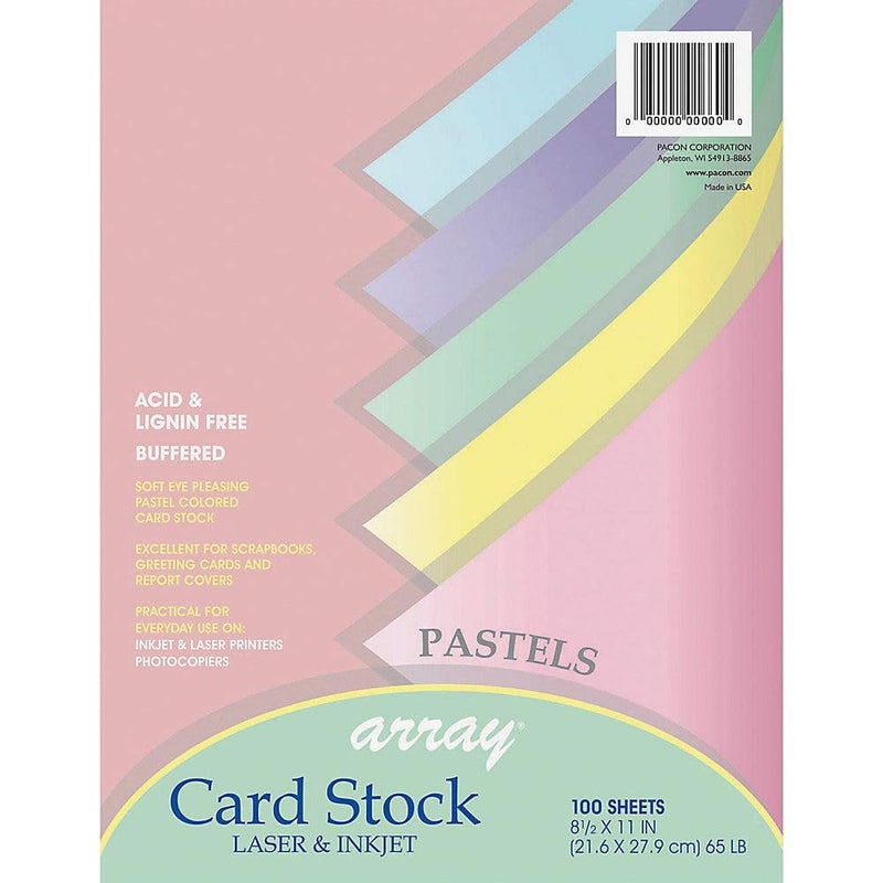 Pacon Array Card Stock Pacon Card Stock, 8 1/2 inches x 11 Inches, Pastel Assortment, 100 Sheets (101315), Assorted Pastel - Image 3